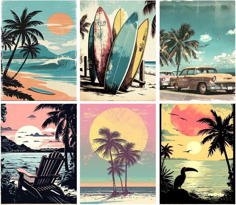 gganmtere 6 Packs Landscape Diamond Art Kits for Adults,Beach Diamond Paintings Beginner,5D Full Drill Diamond Painting Dot,Gem Art for Adults Wall Decor 12x16inch