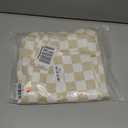 Women's Checkered Pants Zip Off Plaid Gingham Pants Casual Elastic High Waist Straight Leg Jeans with Pockets (Large, Apricot White)