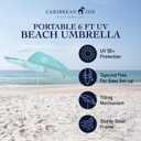 CARIBBEAN JOE Umbrella for Beach Chair, Adjustable and Universal, UV Protection