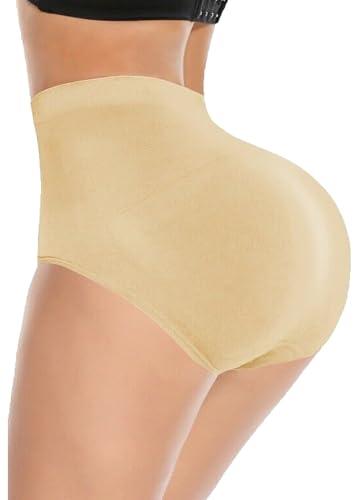 FLORATA Butt Lifter Panties for Women Padded Underwear Seamless Butt Lifting Shapewear Hip Enhancer Pads Shorts Beige, S/M Size