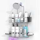 Shower Caddy Hanging Bathroom Organizer: Rustproof Shelf for Inside Shower - No Drilling Racks Over Showerhead - Bath Shelves for Shampoo Soap (Silver)