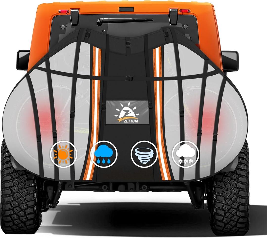 Zettum Bike Cover for Transport 2 Bike - 600D Travel Bike Covers for Bikes on Rear Bike Rack Waterproof & Heavy Duty, Outdoor Full Bicycle Rack Cover for 2 Bikes on Car Hitch Storage (Clear)