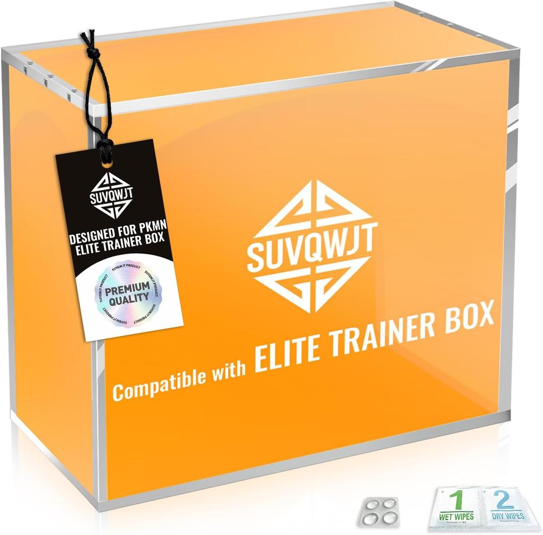Elite Trainer Box Acrylic Case - Extra Thick ETB Protector Case Compatible with PKMN, Magnetic Lid, UV Resistant, Stackable Display Storage Box for PKMN ETB Collection