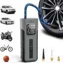 Tire Inflator Portable Air Compressor, 1 Min Fast Inflation Cordless Bike Pump with Digital Pressure Gauge LED Light, 150 PSI Electric Air Pump for Car Tires, Bicycle, Motorcycle, Ball (Grey)