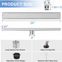 24-Inch Linear Shower Drain with Tile Insert Grate, SUS 304 Stainless Steel Linear Drain, Brushed Nickel Long Rectangle Shower Floor Drain with Leveling Feet, Hair Strainer, Fits Bathroom