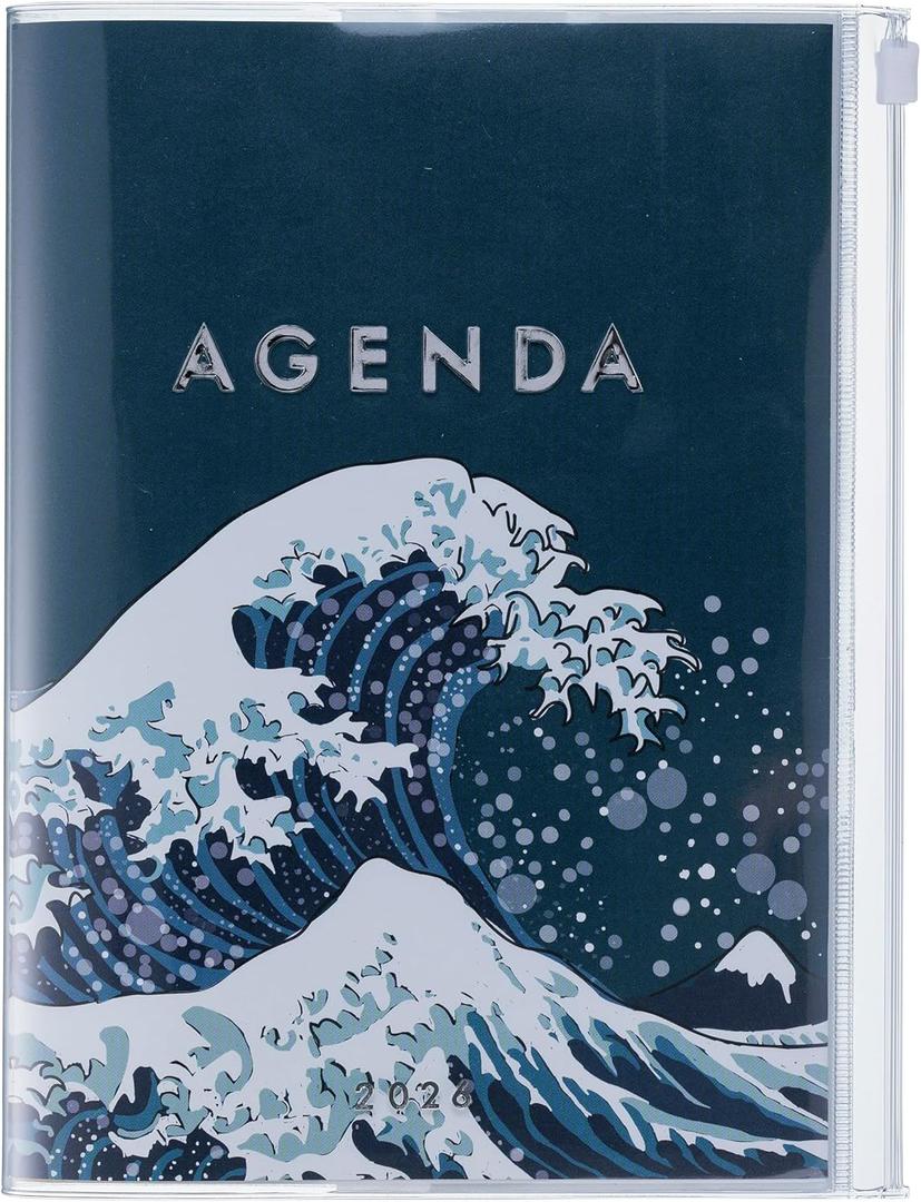 MARK'STYLE A5 Weekly Vertical Planner 16 Months (Sep. 2025  Dec. 2026) with Soft Transparent PVC Cover,Refillable, Pocketed, for Daily Organizing & Planning (Wave Navy)