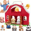 Toys for 1 2 3 Years Old Boys and Girls, Big Barn Playset with Farm Animal, Preschool Montessori Toy, Farm Playset with Big Red Barn & Farmer, Christmas & Birthday Gift Toy for Kids