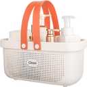 JiatuA Plastic Storage Basket with Handle Portable Shower Caddy Tote Organizer Basket Bin for Bathroom Kitchen Dorm Room Bedroom, White (Large)