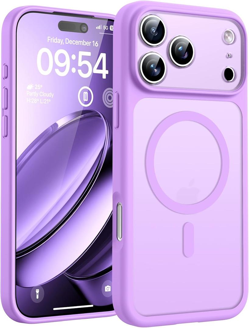 TOCOL for iPhone 17 Pro Case, Compatible with Magsafe Charger, Full Camera Protection, Translucent Matte Phone Case for 17 Pro 6.3 inch (Light Purple)