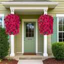 4pc artificial flowers for outdoors faux flowers faux outdoor plants uv resistant artificial outdoor plants 4pc Bougainvillea Artificial Fake Hanging Flowers yard decorations outdoor (4, Rose red)