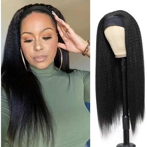 Kinky Straight Headband Wig 22 Inch Human Hair Headband Wigs for Woman