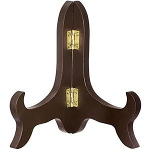 uxcell 5" Easel Plate Holder, Wooden Folding Display Stand Brown for Decorative Picture Frame
