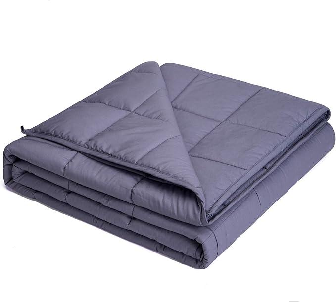 KPBLIS Weighted Blanket 15 lbs 48" x 72" for 130-170 lbs, 7 Layers Heavy Blanket with Cooling Breathable Cotton and Glass Beads, Dark Gray