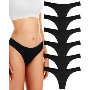ANZERMIX Women's Breathable Cotton Thong Panties Pack of 6 L