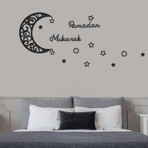 Yalikop 15 Pcs Ramadan Wall Decor Wooden Ramadan Mubarak Sign Moon Star Wall Art Decorations for Home Eid Islam Muslim Party Accessories(Black)