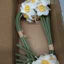 Briful 12 Stems Daffodils Artificial Flowers 2 Bunches Real Touch Fake Narcissus Flower 9in Silk Spring Fake Flowers Wedding Floral Decor Bouquet for Home Party Wedding Office Anniversary Decor,White
