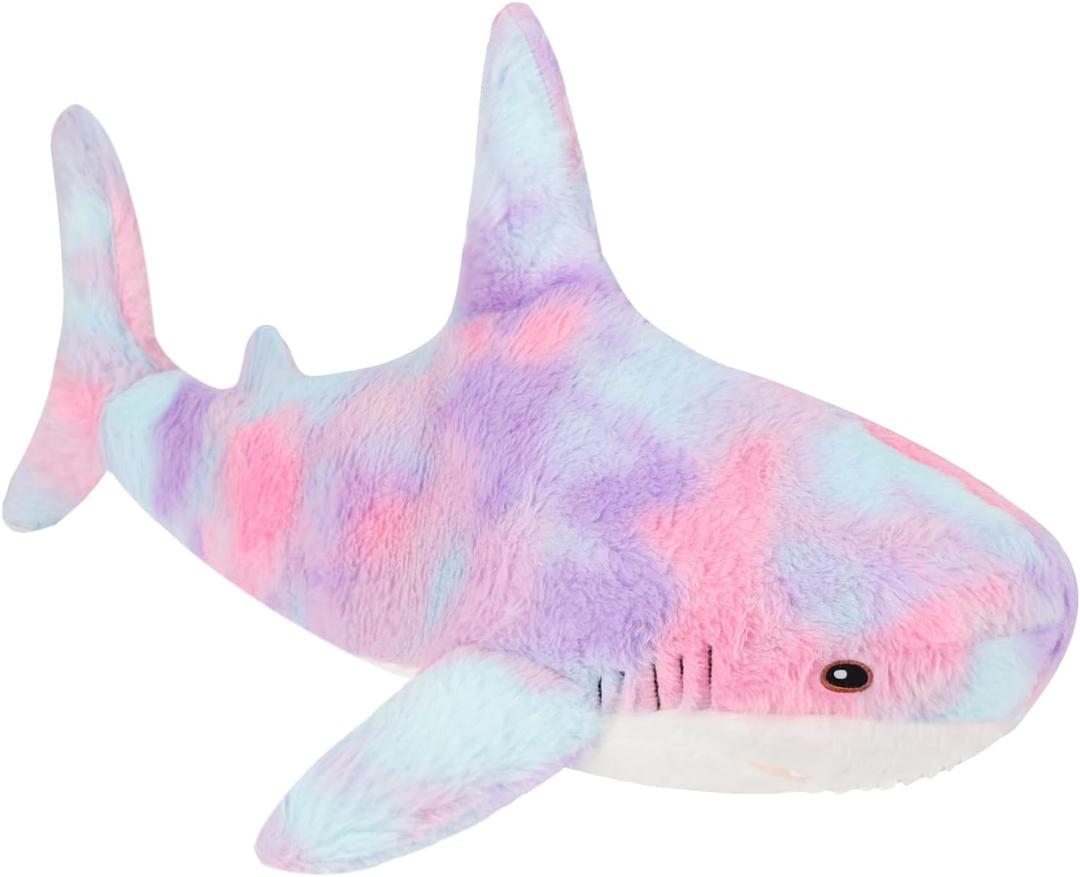 MUPI Shark Stuffed Animal Plush 17" Cute Shark Toy Plush Pillows Soft Cotton Sharks Plushies Ocean Sea Animal Doll Gifts for Boys Girls Kids AdultsRainbow