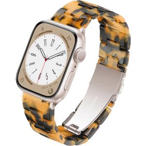 Compatible With Apple Watch Bands for Women 38mm 40mm 41mm (42mm-Series 10),Lightweight Resin iWatch Bands For Apple Watch band Ultra 2 1 Series 10 Series SE 9 8 7 6 5 4 3 Women Men Tortoise Stone Brown Starlight
