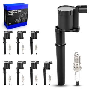 DG512 Ignition Coil & SP493 Double Iridium Spark Plugs for Lincoln Navigator/Blackwood/Mark VIII/Aviator, Ford Mustang/GT, Avanti, Mercury Marauder, Panoz Espe Replace# DG492 DG543 DG543 UF191