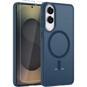 LATVIN Phone Cover for Samsung Galaxy S25 Edge Case | with 1 Screen Protector, Compatible with MagSafe, Magnetic, Military Grade Protection, Translucent Matte Frosted Back, Navy Blue LATVIN Phone Cover for Samsung Galaxy S25 Edge Case | with 1 Screen Protector, Compatible with MagSafe, Magnetic, Military Grade Protection, Translucent Matte Frosted Back, Navy Blue