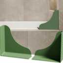 Roslim 2-Pack All-Silicone Shower Splash Guard, Bath Tub Corner Water Blocker with Strong Suction Cups, Reusable & No Sticky Adhesive, for a Secure Seal & Easy Removal, One-Piece Design, Olive Green