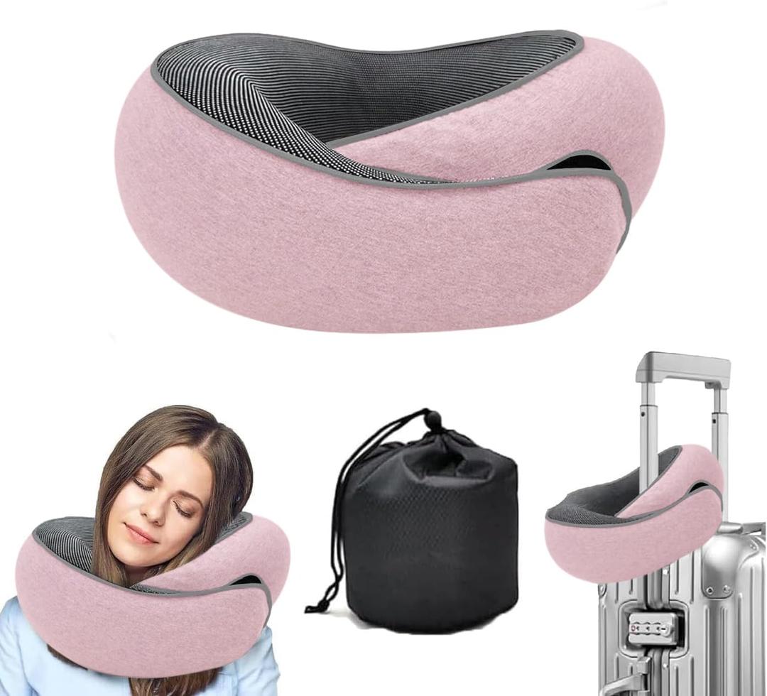 WEERSHUN Travel Pillows for Airplanes,2024 New Travel Pillow,Travel Neck Pillow Airplane Memory Foam Travel Pillow Neck Pillow for Traveling Suitable for Airplanes,Offices and Cars (Pink)