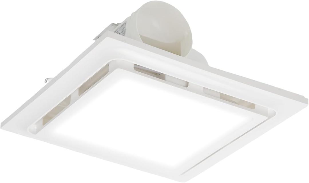 12" Bathroom Exhaust Fan with Light, 1.0 Sone Ultra Quiet Bathroom Vent Fan, 6000K 1200LM LED Light, used for Bath-room, Laundry, Shower