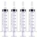2 x 60mL Luer Lock Syringes Without Needle, Syringe for Liquid, Syringe for Science Labs, Feeding, Liquid Measurement, Pack of 4