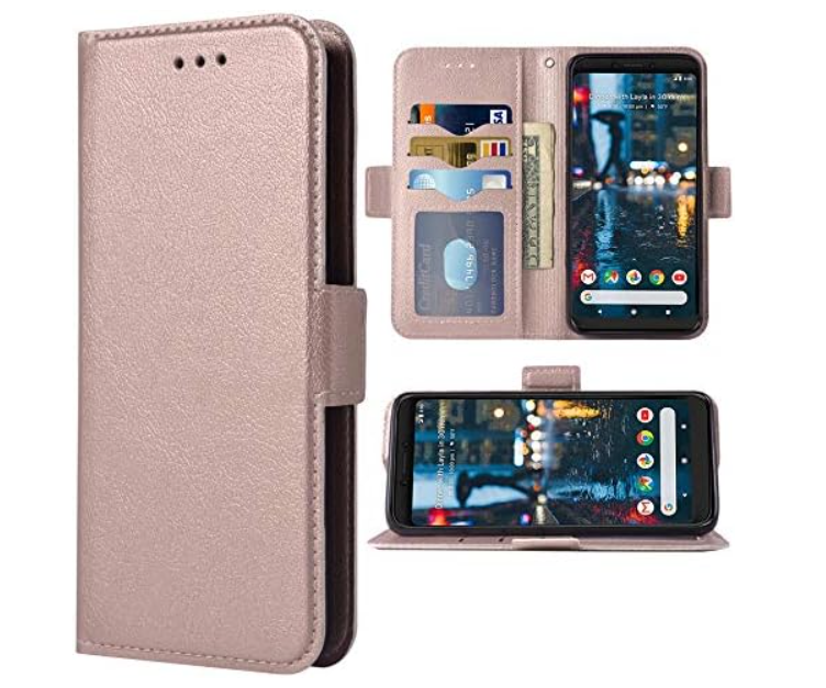 Phone Case for Google Pixel 4 Folio Flip Wallet Case,PU Leather Credit Card Holder Slots Full Body Protection Kickstand Hard Hybrid Protective Phone Cover for Pixel4 Pixle Four Cases Men Rose Gold