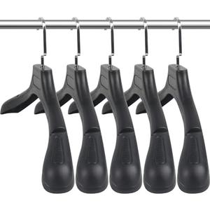 DEDU Suit Hangers for Men 7 Pack, Sweater Hangers No Shoulder Bump Non Slip Width 17.7", Plastic Clothes Hangers Black with Metal Hook