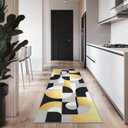 Snapjet 8x10 Black and Gold Geometric Modern Area Rug for Living Room Bedroom Abstract Large Rug Machine Washable Non-Slip Carpet for Dining Room Office