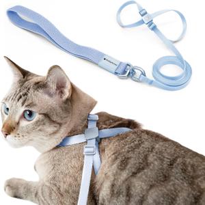 Cat Harness and Leash 2-in-1, Escape Proof Anti-Chocking Harness Adjustable Lighweight Leash for Walking Outoor Training for Kitten Small Large Cats Puppy, US IDA Bronze Award (Sierra Blue)
