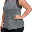 Plus Size Workout Tank Tops for Women with Mesh, XL-5XL Long Yoga Sleeveless Shirts Loose Fit, Athletic Tunics Top (4X-Large Plus, Black)