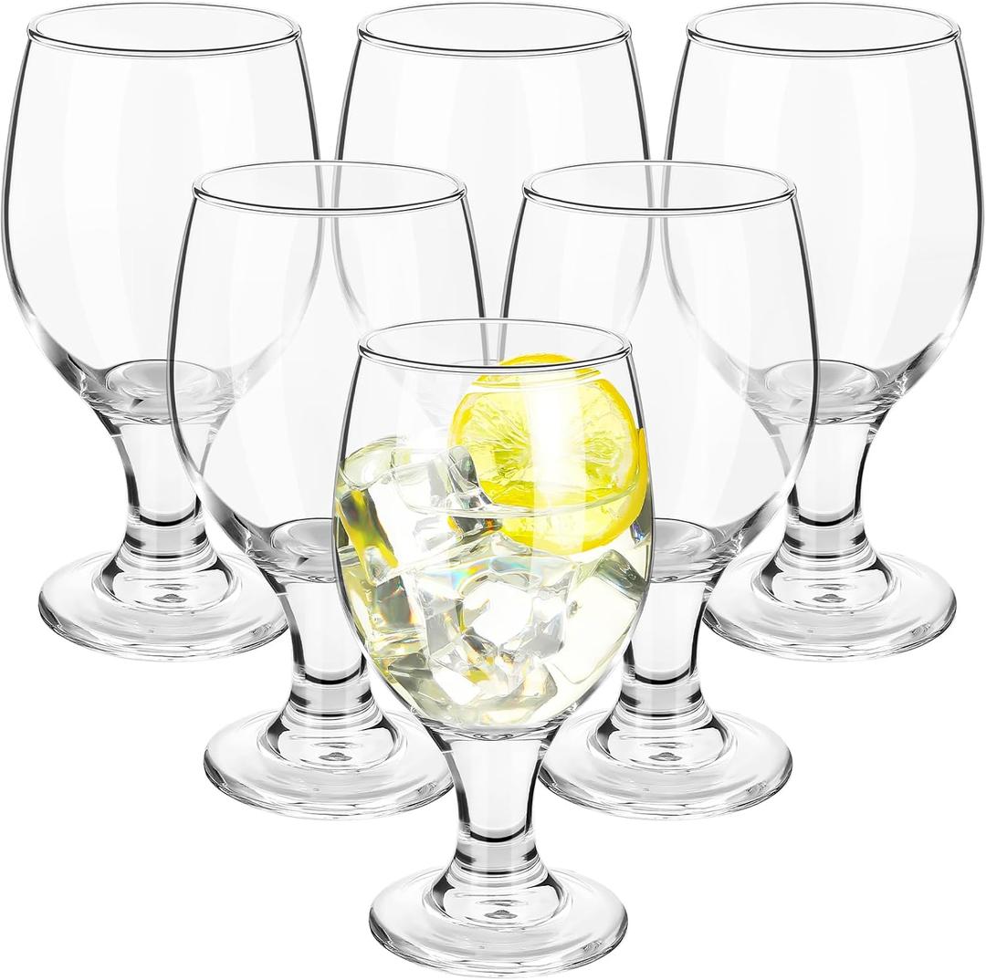 Patelai Set of 6 Water Goblet, 16 oz Clear Drinking Glasses Bulk Dishwasher Safe, Stemmed Water Glass for Juice Wine Beer Tea Sangria Cold Beverages, Reusable Glassware for Home Party Restaurant