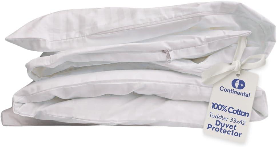 Duvet Cover Protector for Toddler Comforter, 100% Cotton, Zipper to Block Blanket from Dust Fits Standard Crib & Toddler Bed, 33x42 Inch, White