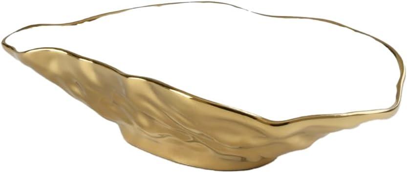 Pampa Bay Porcelain Small Oyster Bowl, 7.5 x 4.5 Inch, White/Gold Tone, Oven and Dishwasher Safe, Small