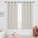Deconovo Blackout Curtains 2 Panels for Bedroom and Living Room, Gold Foil Wave Lines and Dots, Thermal Insulated Room Darkening Grommet Window Drapes for Nursery and Kids Room, Beige, 52W x 72L Inch