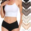 Women's Seamless No-Show Bikini Underwear Comfortable Stretch Invisible Hipster Panties for Everyday Wear 6PACK (Medium, Coffee)