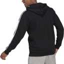 adidas mens Essentials Fleece 3-stripes Full-zip Hoodie Black Large