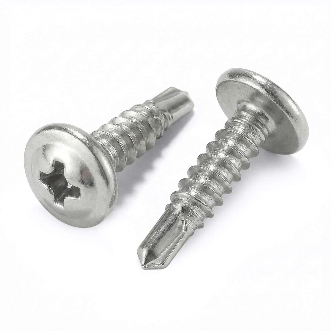 #8 x 1''(100 Pack) Truss Head Sheet Metal Self-Tapping Screws Phillips Head High-Strength Quick Tapping Screws, 410 Stainless Steel