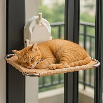 Cat Window Perch for Small Window,Cordless Cat Window Hammock,Cats Seat for Windowsill,Foldable Cat's Windows Bed for Large Cats with Suction Visualization Pwerful Suction Cups
