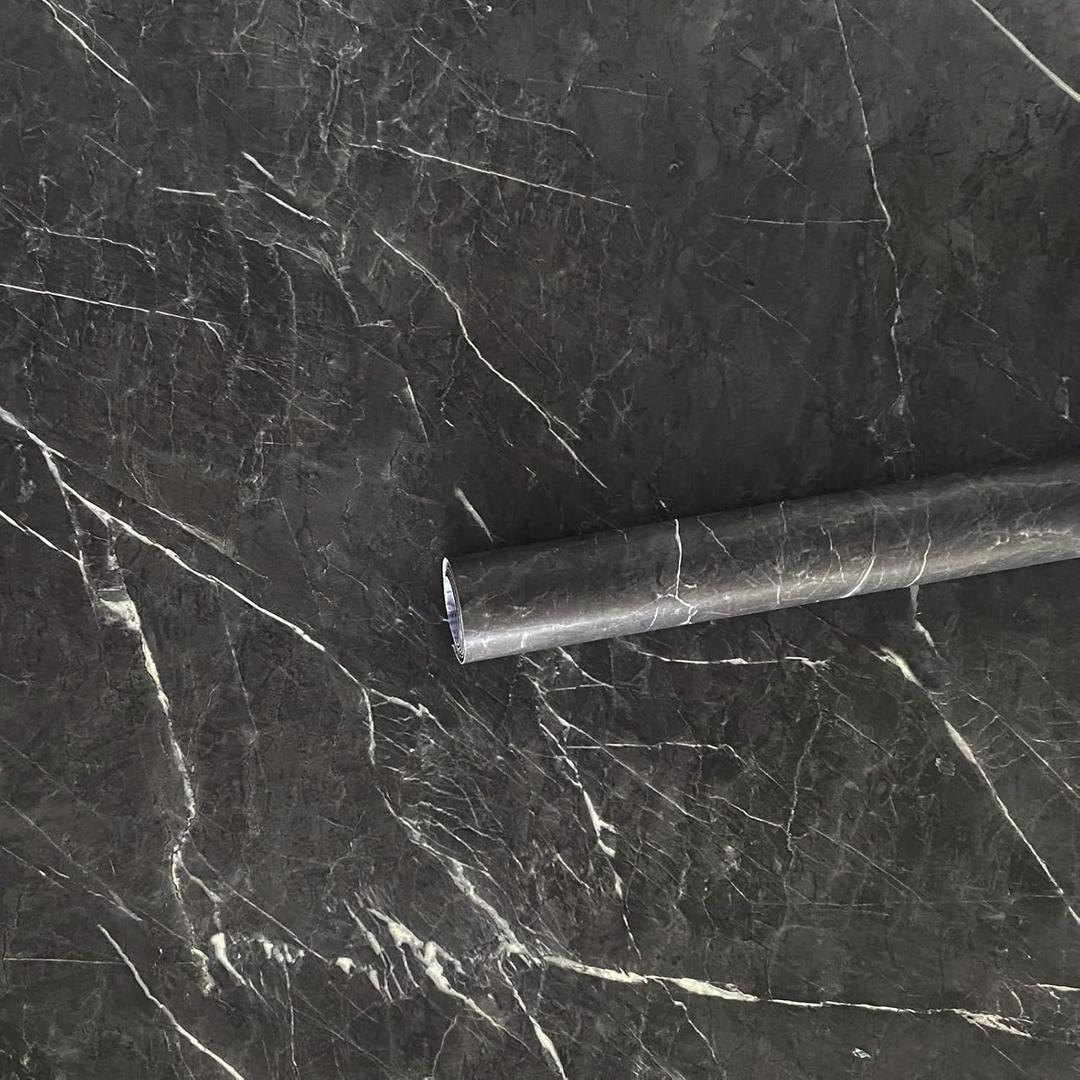 SAYOYO Marble Contact Paper Self-Adhesive Removable Wallpaper for Countertops, Cabinets, and Bathroom Waterproof Vinyl Film 17.7"x78.7", Dark Gray