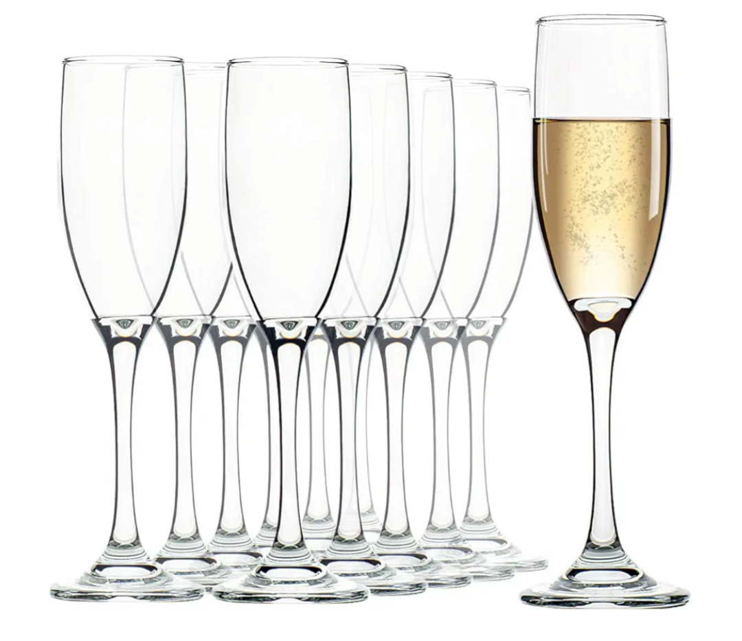 UMEIED Champagne Flutes Set of 12, 6 Oz Premium Champagne Glasses for Parties, Weddings, Classic Sparkling Glass, Crystal Clear
