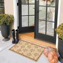 Front Door Mat Outside Entrance - 2x3 Floral Non-Slip Washable Doormat Indoor Outdoor Mat Jute-Look Farmhouse Tan Scalloped Entry Rug Small Throw Rugs for Entryway Kitchen Front Porch Decor