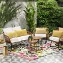 OTOSTAR Set of 4 Waterproof Throw Pillow Covers 16x24 Inch Farmhouse Geometric Square Pillow Cases for Couch Patio Furniture Balcony Garden Outdoor DecorationGeometry40-Yellow