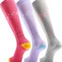FITRELL 3 Pairs Compression Socks for Women and Men 20-30mmHg-Circulation Support Socks (Small-Medium, Grey+Lavender+Pink)