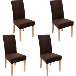 Smiry Velvet Stretch Dining Room Chair Covers Set of 4, Soft Removable Washable Chair Slipcovers Kitchen Parsons Chair Protector, Coffee
