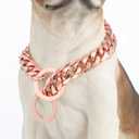 Dog Chain Collar High Rose Gold Polished 19MM Stainless Steel Cuban Link Strong Heavy Duty Chew Proof Walking Chain Leash Collar for Dogs(19MM, RG, 16")