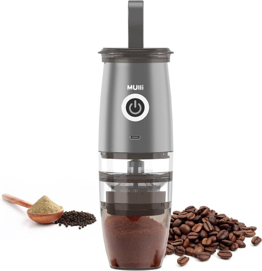 Mulli Portable Burr Coffee Grinder,Electric Cafe Grind, Adjustable Burr Mill with 5 Precise Grind Setting for Drip/Espresso/PourOver