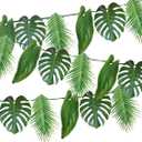 Tropical Palm Leaf Garland Party Decorations, Length 2.6M, 8.5 FT, Green